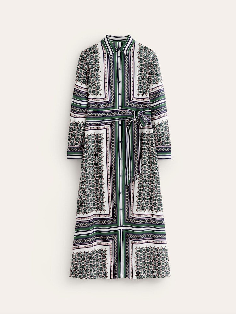 Boden Green Scarf Print Shirt Dress - Image 5 of 5