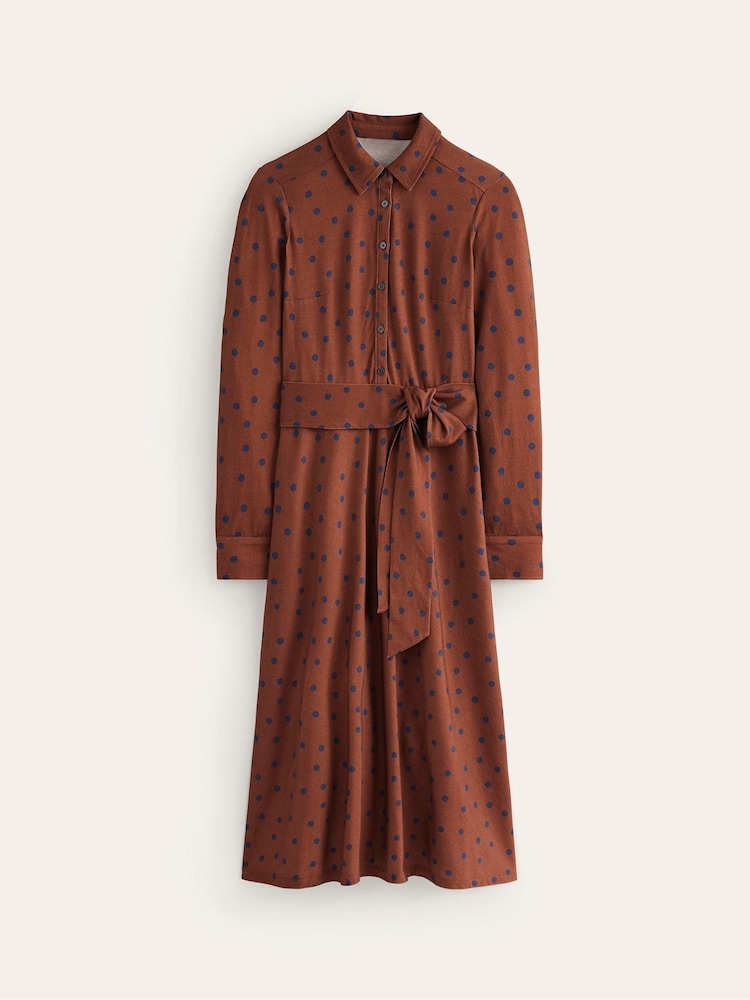 Boden Brown Laura Jersey Midi Shirt Dress - Image 5 of 5