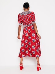 Boden Red Lily Hotched Jersey Midi Dress - Image 3 of 5