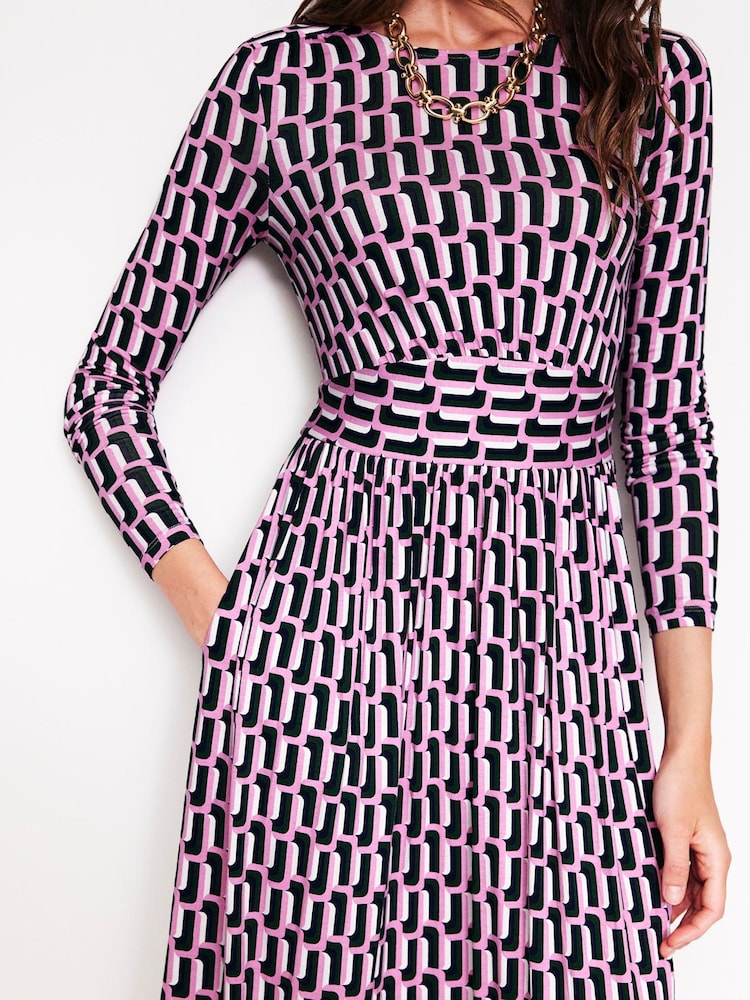 Boden Pink Thea Long Sleeve Jersey Dress - Image 2 of 5