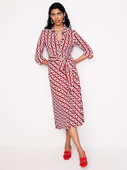 Boden Red Laura Jersey Midi Shirt Dress - Image 1 of 5
