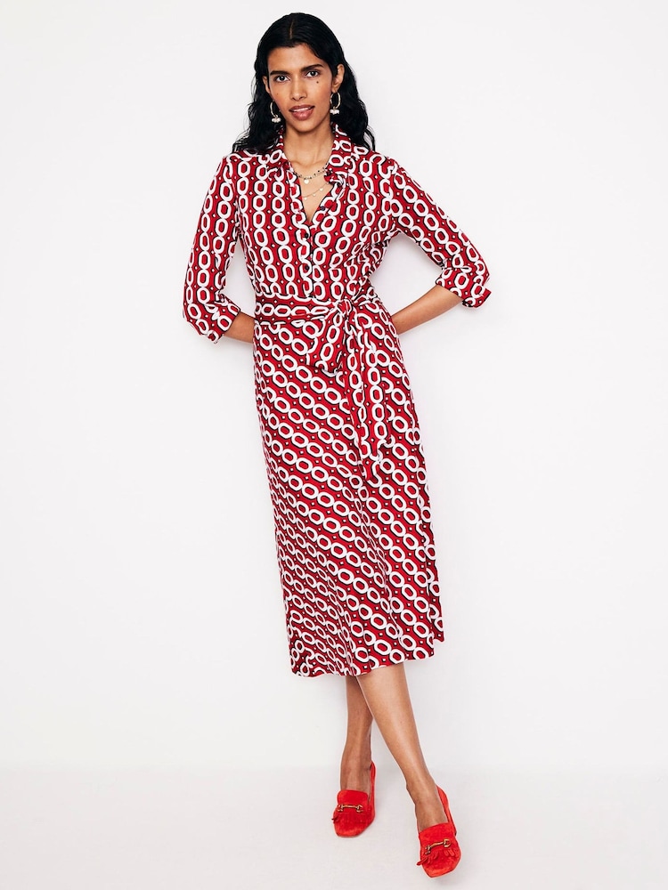 Boden Red Laura Jersey Midi Shirt Dress - Image 1 of 5