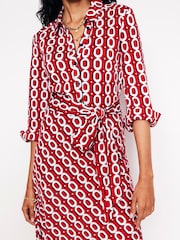 Boden Red Laura Jersey Midi Shirt Dress - Image 2 of 5
