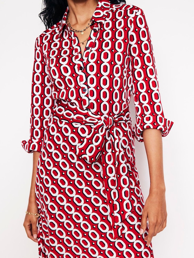 Boden Red Laura Jersey Midi Shirt Dress - Image 2 of 5