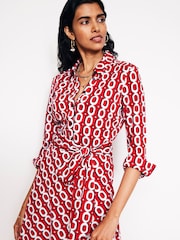 Boden Red Laura Jersey Midi Shirt Dress - Image 4 of 5