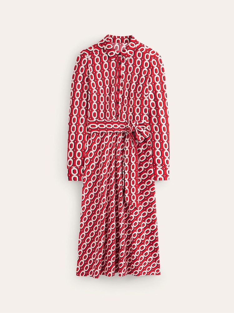 Boden Red Laura Jersey Midi Shirt Dress - Image 5 of 5