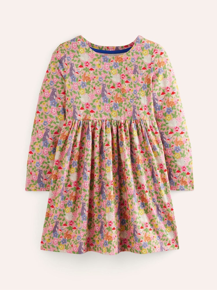 Boden Pink 100% Cotton Long Sleeved Fun Jersey Dress - Image 1 of 3 Boden Pink 100% Cotton Long Sleeved Fun Jersey Dress - Image 1 of 3
