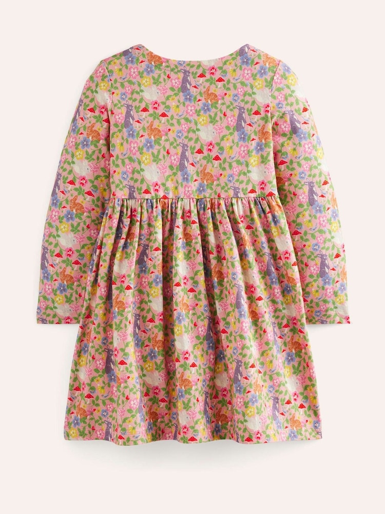Boden Pink 100% Cotton Long Sleeved Fun Jersey Dress - Image 2 of 3 Boden Pink 100% Cotton Long Sleeved Fun Jersey Dress - Image 2 of 3