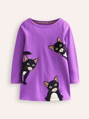 Boden Purple 100% Cotton Appliqué Jersey Tunic - Image 1 of 1