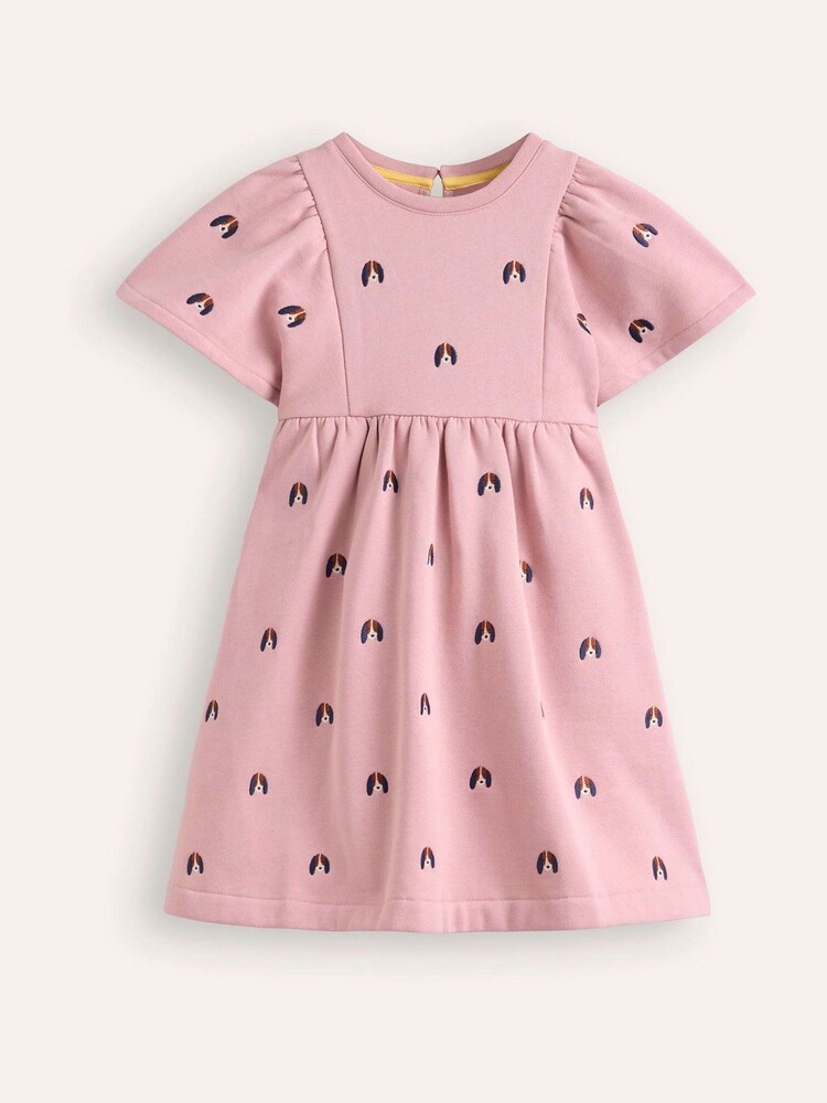 Boden Pink Embroidered Sweatshirt Dress - Image 1 of 3