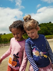 Boden Blue 100% Cotton Halloween Appliqué Long Sleeve Top - Image 1 of 4