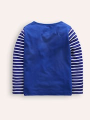 Boden Blue 100% Cotton Halloween Appliqué Long Sleeve Top - Image 3 of 4