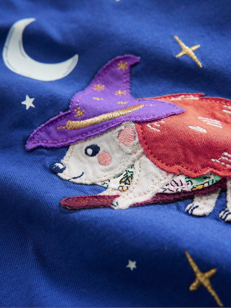 Boden Blue 100% Cotton Halloween Appliqué Long Sleeve Top - Image 4 of 4