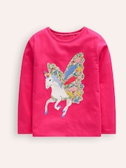 Boden Pink 100% Cotton Appliqué Long Sleeve Top - Image 1 of 3