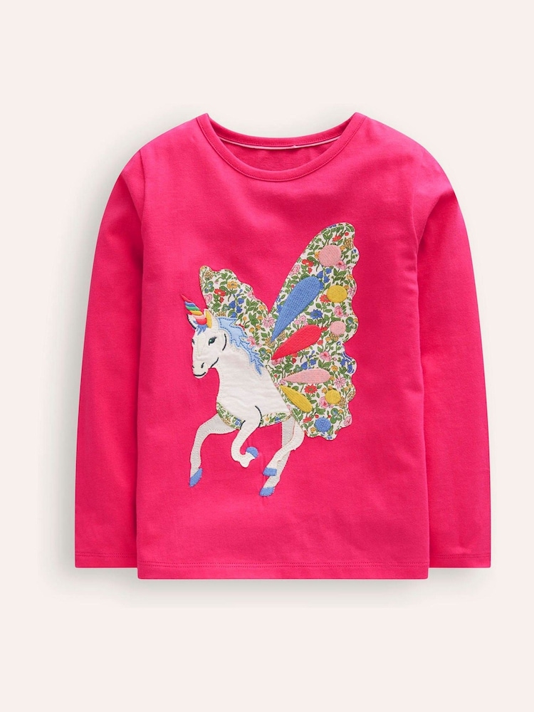 Boden Pink 100% Cotton Appliqué Long Sleeve Top - Image 1 of 3 Boden Pink 100% Cotton Appliqué Long Sleeve Top - Image 1 of 3