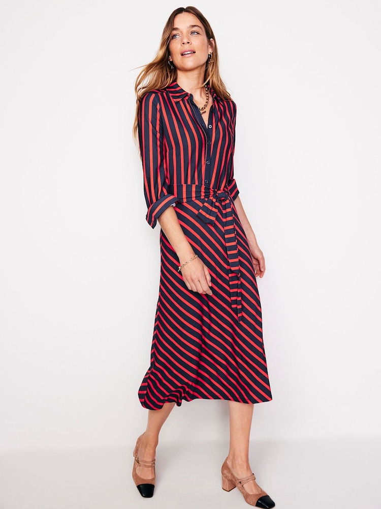 Boden Blue Laura Jersey Midi Shirt Dress - Image 1 of 5