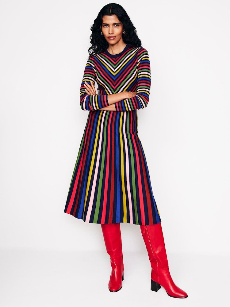 Boden Pink Maria Knitted Midi Dress - Image 3 of 5