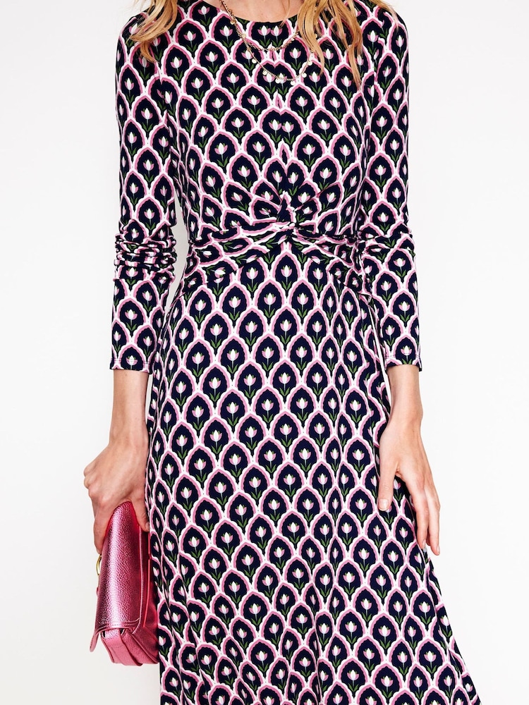 Boden Blue Twisted Waist Jersey Dress - Image 2 of 5 Boden Blue Twisted Waist Jersey Dress - Image 2 of 5