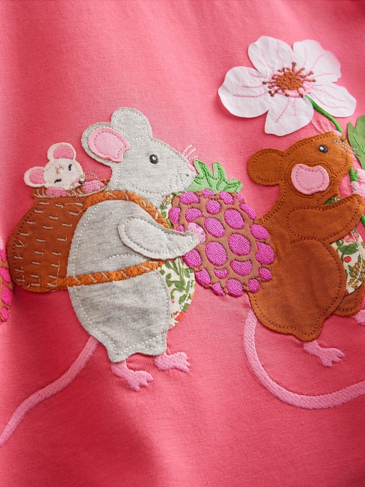 Boden Pink 100% Cotton Elsie Big Appliqué Dress - Image 3 of 3