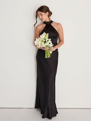 Six Stories Halter Neck Satin Flower Girl Dress - Image 1 of 5
