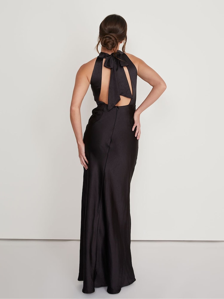 Six Stories Black Halter Neck Satin Flower Girl Dress - Image 2 of 5 Six Stories Black Halter Neck Satin Flower Girl Dress - Image 2 of 5