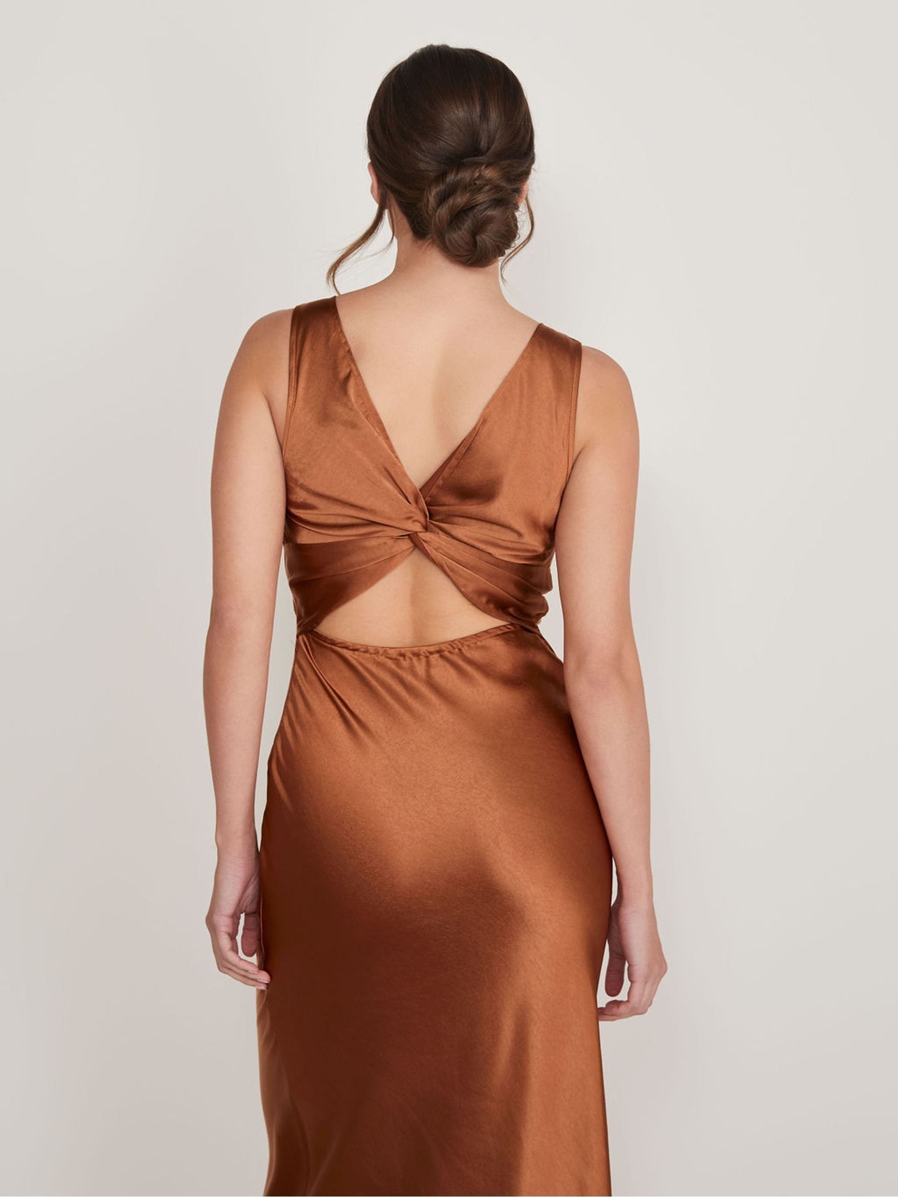 Low cut satin dress clearance