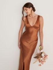 Vestido de dama de honor de satén con espalda retorcida de Six Stories - Imagen 5 de 5