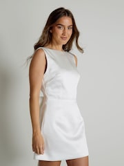 Six Stories White Paris Satin Bow Back Mini Dress - Image 3 of 6