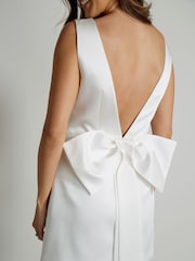 Six Stories White Paris Satin Bow Back Mini Dress - Image 6 of 6