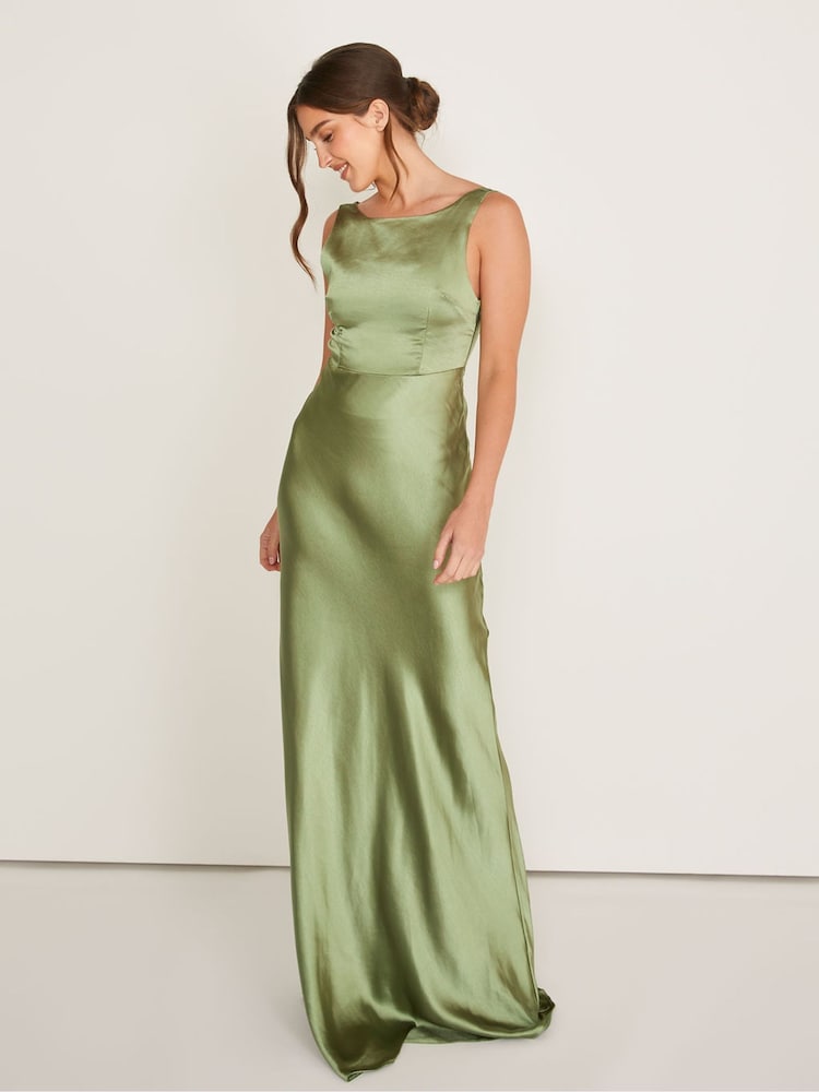 Six Stories Cowl Back Satin Flower Girl Dress - Imagen 1 de 4