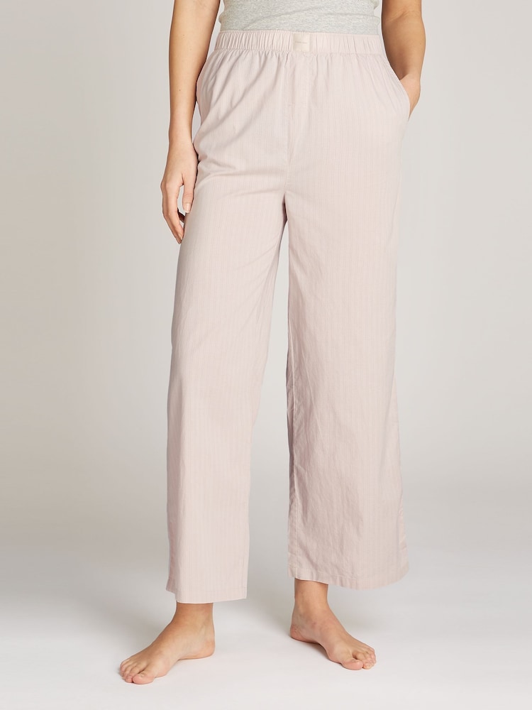 Calvin Klein Pink White 100% Cotton Lounge Trousers - Image 1 of 6