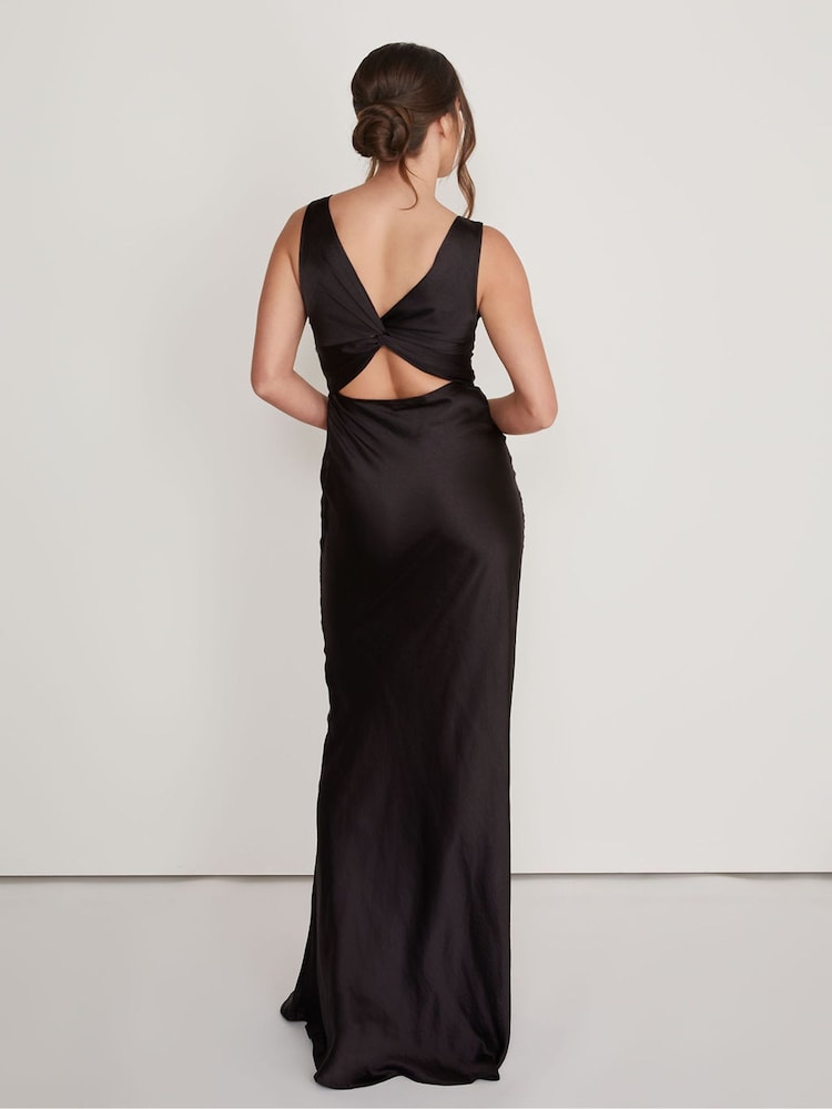 Six Stories Twist Back Satin Bridesmaid Dress - Image 2 of 5 Six Stories Twist Back Satin Bridesmaid Dress - Image 2 of 5