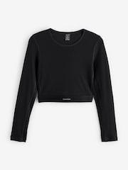 Calvin Klein Black Long Sleeved Cropped Crew Neck T-Shirt - Image 1 of 1