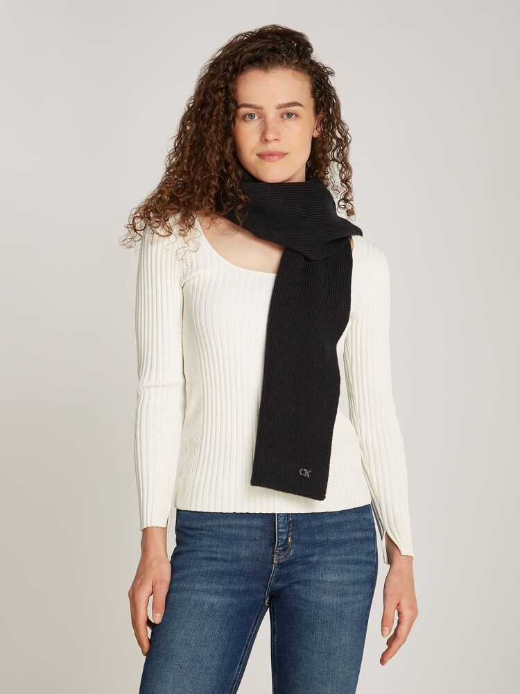 Calvin Klein Black Metal Chunky Rib Scarf - Image 1 of 5