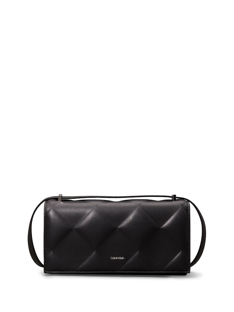 Calvin Klein Black Diamond Quilt Conv Shoulder Bag - Image 1 of 6 Calvin Klein Black Diamond Quilt Conv Shoulder Bag - Image 1 of 6