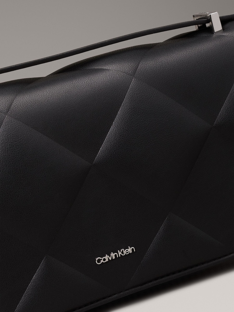 Calvin Klein Black Diamond Quilt Conv Shoulder Bag - Image 3 of 6
