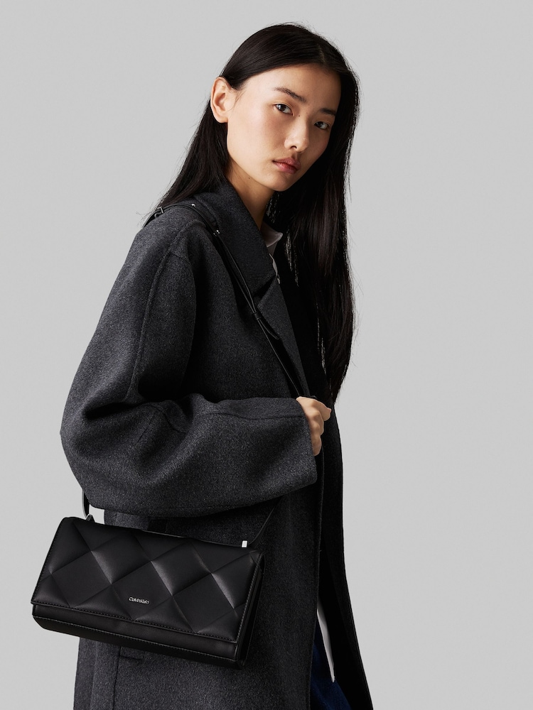Calvin Klein Black Diamond Quilt Conv Shoulder Bag - Image 6 of 6