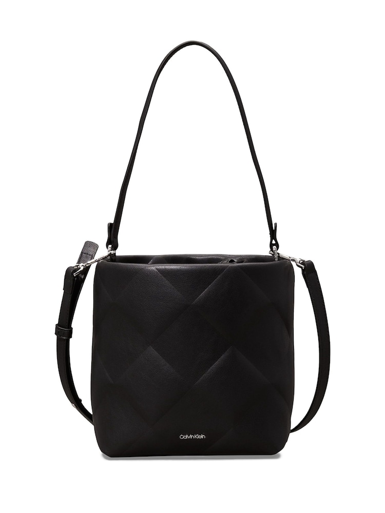 Calvin Klein Black Diamond Quilt Bucket Bag - Image 1 of 5