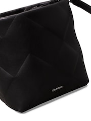 Calvin Klein Black Diamond Quilt Bucket Bag - Image 3 of 5