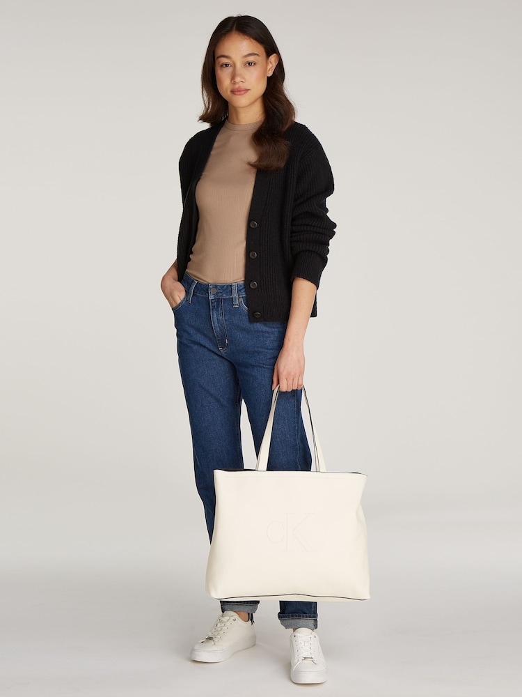 Calvin Klein Natural Slim Sculpted Debossed Tote - Image 4 of 4