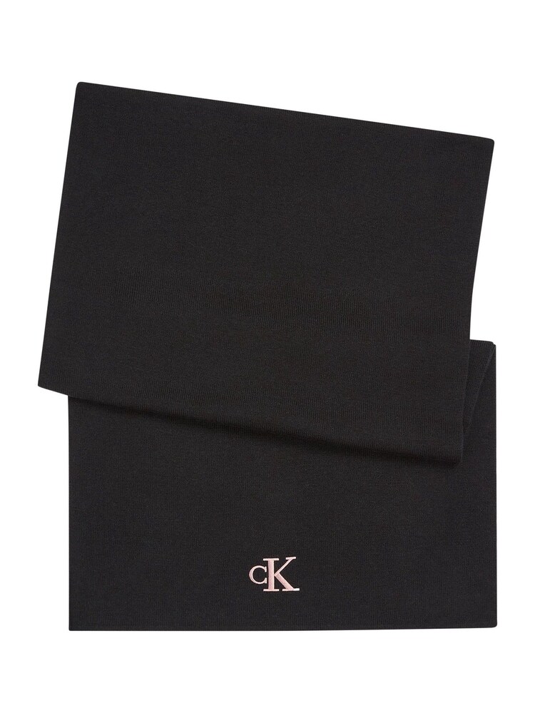 Calvin Klein Black Monogram Embroidered Scarf - Image 5 of 5