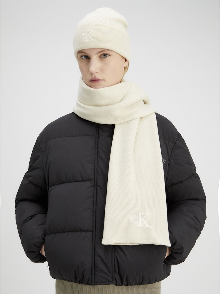 Calvin Klein Natural Embroidered Beanie - Image 4 of 4 Calvin Klein Natural Embroidered Beanie - Image 4 of 4