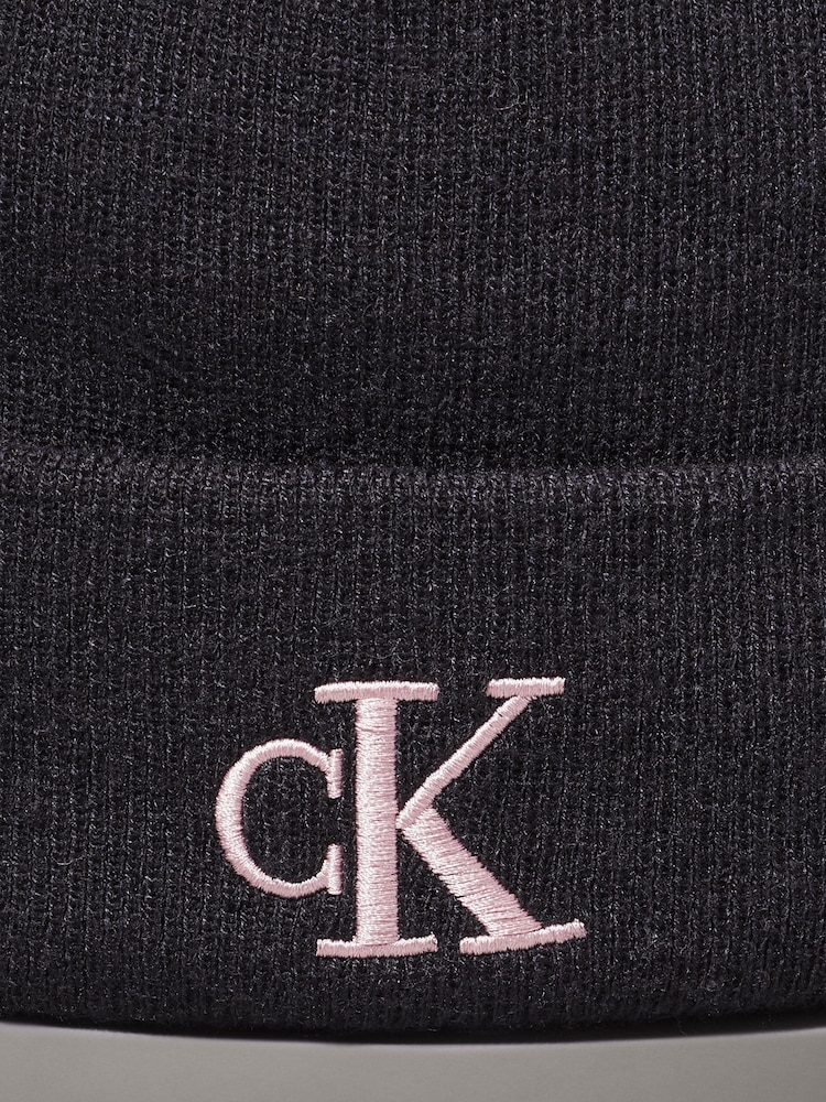 Calvin Klein Black Embroidered Beanie - Image 4 of 4