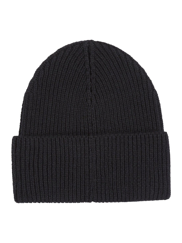 Calvin Klein Black Metal Chunky Rib Beanie - Image 2 of 4 Calvin Klein Black Metal Chunky Rib Beanie - Image 2 of 4