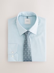 Blue Mint/Navy Medalion Slim Fit Shirt And Tie Pack - Image 1 of 3