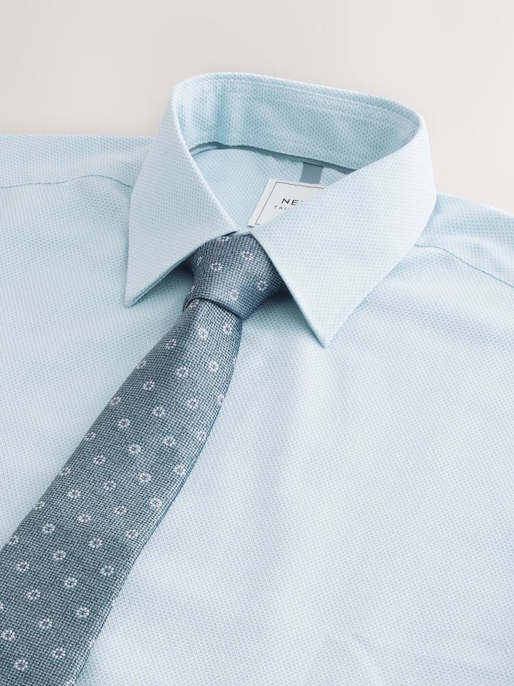 Blue Mint/Navy Medalion Slim Fit Shirt And Tie Pack - Image 2 of 3