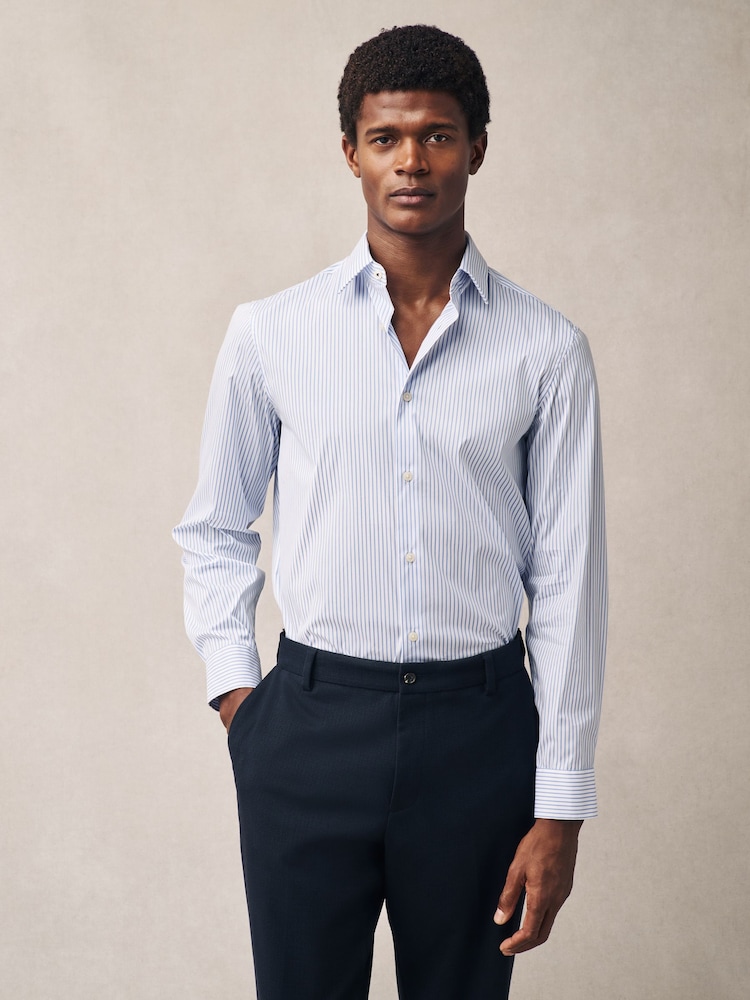 Blue Bengal Stripe Regular Fit Motionflex Long Sleeve Shirt - Image 5 of 5