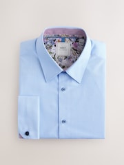 Blue Regular Fit Trimmed Easy Care Double Cuff Shirt - Image 1 of 3