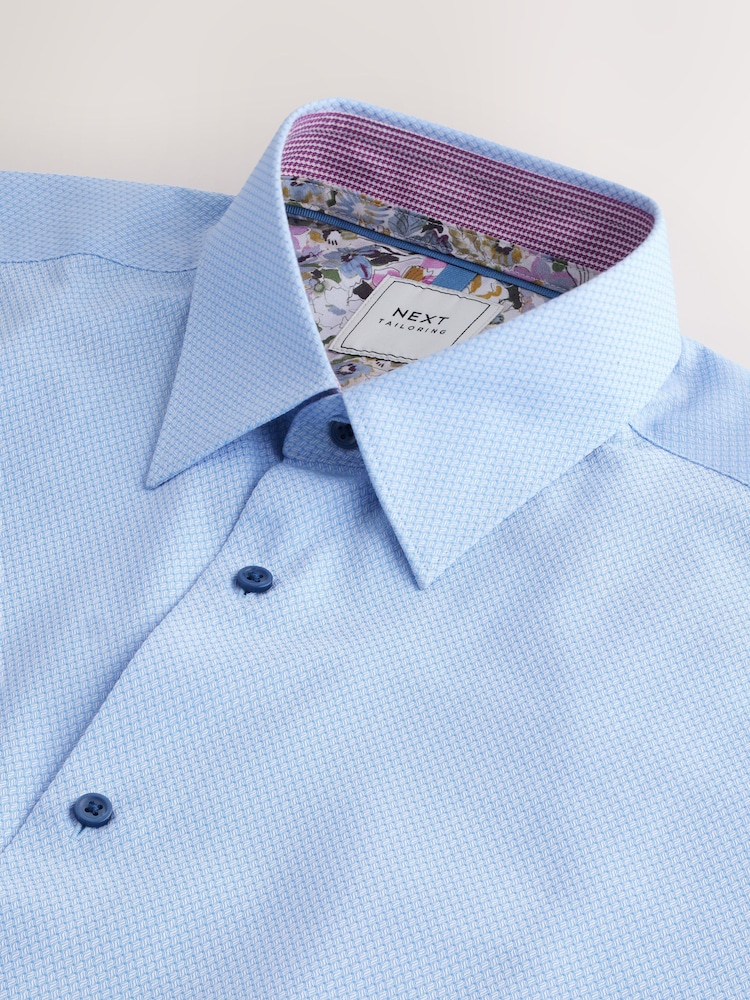Blue Regular Fit Trimmed Easy Care Double Cuff Shirt - Image 2 of 3