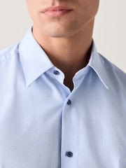 Blue Regular Fit Trimmed Easy Care Double Cuff Shirt - Image 4 of 8